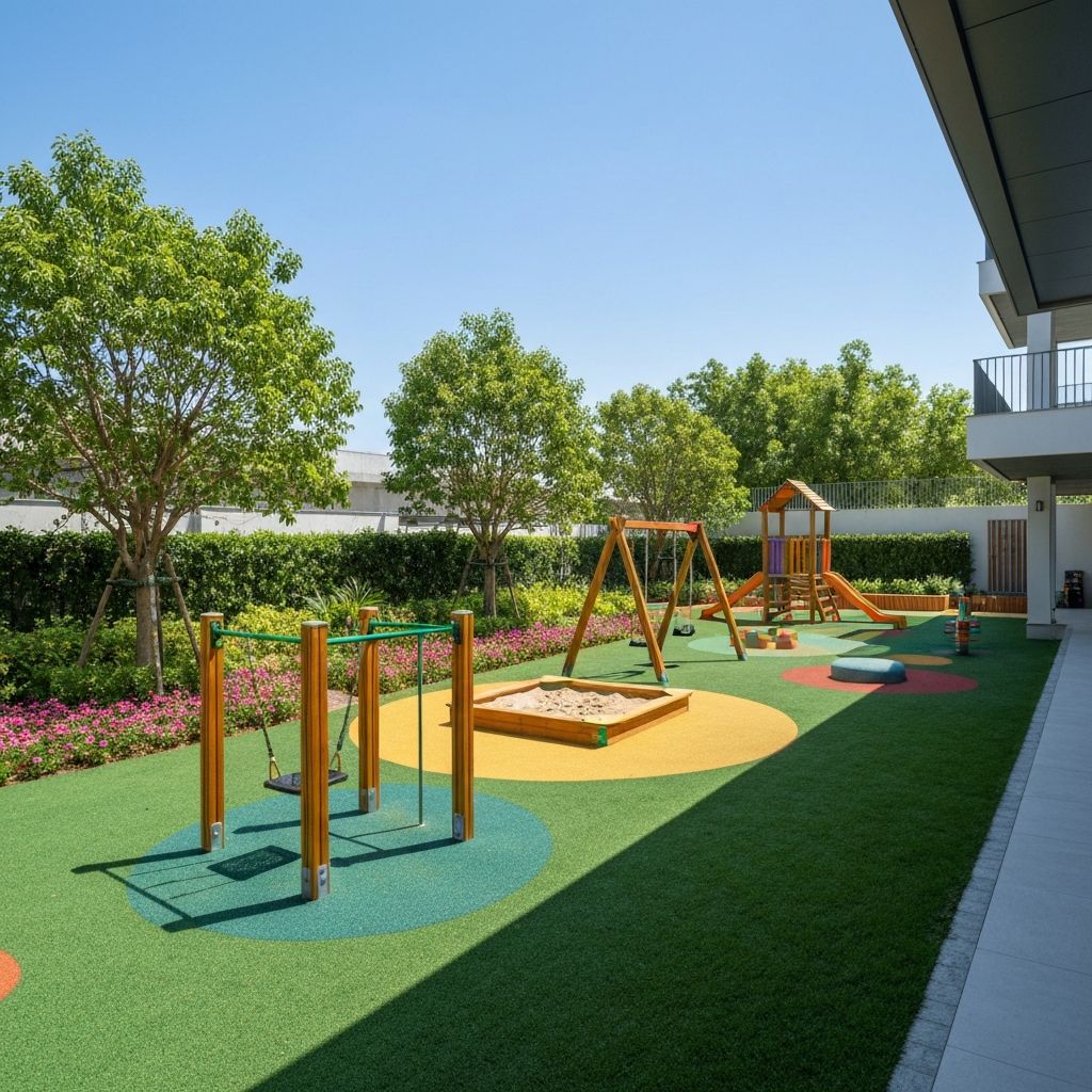 Areas verdes y zona de juegos al aire libre